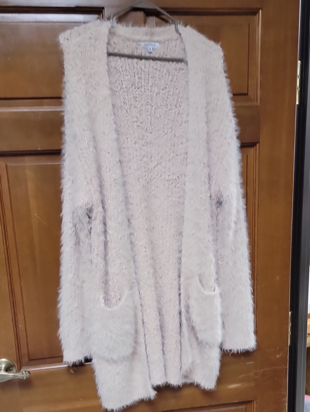 white birch Blush Plush Open-Front Cardigan